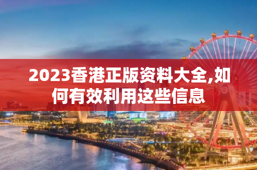 2023香港正版资料大全,如何有效利用这些信息