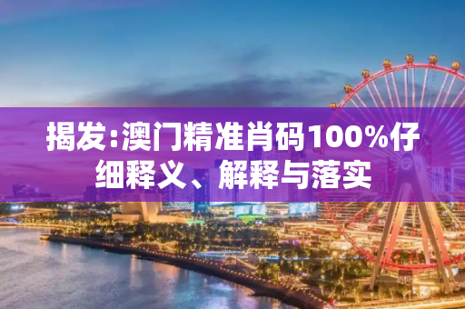 揭发:澳门精准肖码100%仔细释义、解释与落实